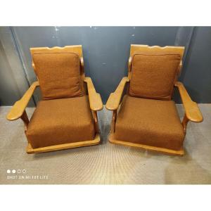 Pair Of Armchairs And Sofa, Guillerme Et Chambron