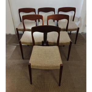 Set Of 6 Scandinavian Chairs, Attributed To Niels Otto Moller