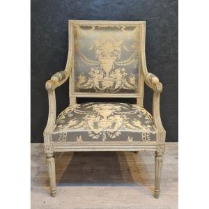 Louis XVI Period Armchair Stamped By Mariette, Who Received His Master Craftsmanship In 1770
