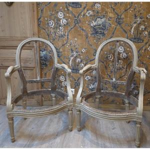 Pair Of Louis XVI Period Bergère Armchairs 