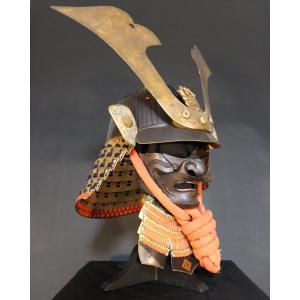 Suji Bachi Kabuto Saotome Iechika With Ressei Menpo, Edo