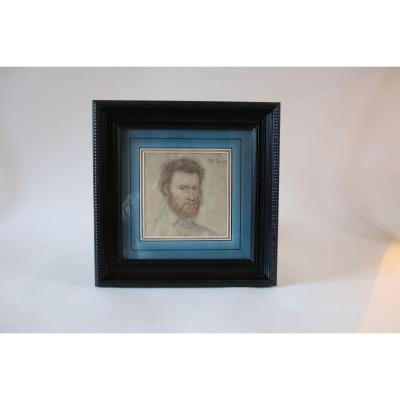 Beautiful Drawing Gentleman In The Style Of The 16th Century And The School Of Clouet. Bearing The Dat