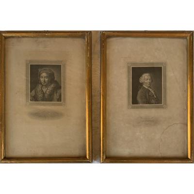 Paire De Gravures Allemandes Représentant Winkelmann Et Rabener