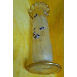 Large Art Nouveau Vase "violets Au Vent" Legras Montjoye In St Denis 1900