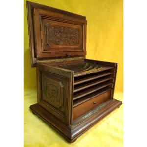 Cigar Box Chest Walnut St Renaissance Napoleon III 19th