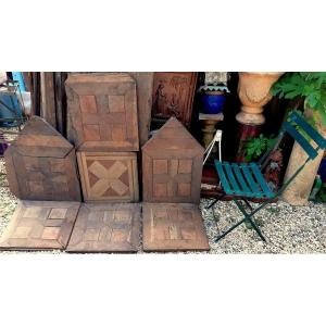 7 Cabochon Parquet Elements 18th Framed Cross Pattern