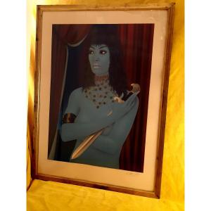 Large Lithograph “judith” By The Surrealist Painter Félix Labisse (1905-1982)