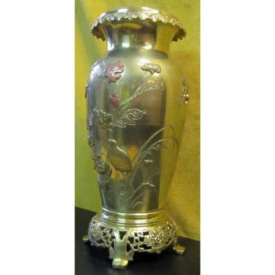 Bronze Vase Japan Meiji 19th Shibuichi