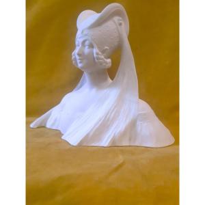 Limoges Porcelain Woman "neo-gothic Ball" By Léo Laporte-blairsy (1865-1923) Art Nouveau 1900