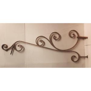Wall-mounted (117 Cm) Sign Bracket, Wrought Iron Light Fixture, Louis XV Style