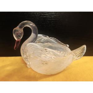 Swan Handcrafted Opalescent Glass 1930/50 Bowl Candy Dish Planter   