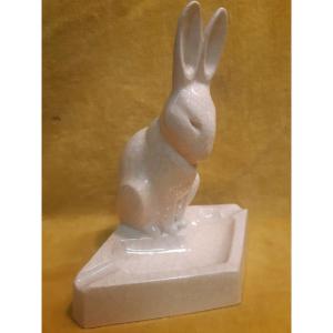 Art Deco Crackle Glazed Ceramic 1930 Hare Kaza Edit By Gabriel Beauvais Sculptor (19th-20th Centuries) 