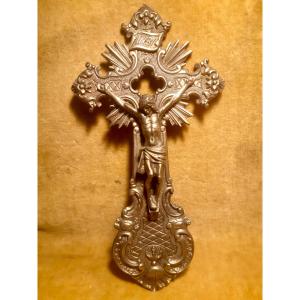 Openwork Gilt Bronze Christ On The Cross, St. Louis XV, 19th Century, Ready To Hang