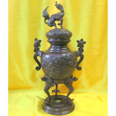 Big Censer Bronze Chimera Japan Meiji 19th
