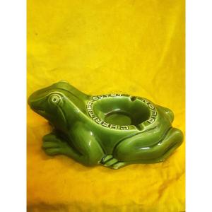 Large Frog Ashtray From The "l'héritier Guyot Dijon" Bar Pub - Vintage 1960s Mascot