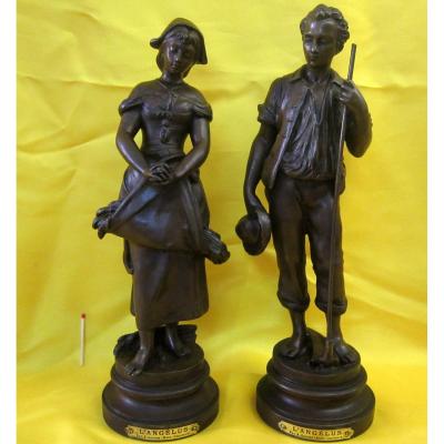 By Angelus A.gaudez Young Peasant Couple From Praying 19th