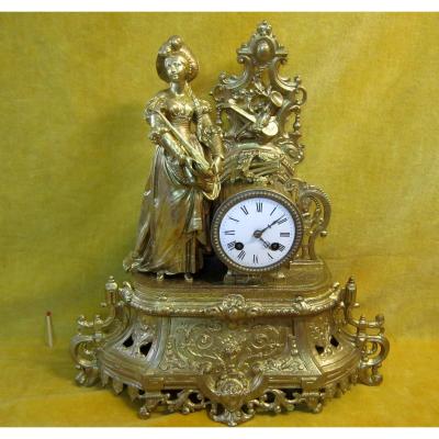 Woman Pendulum Troubadour Mandolin Romantic 19th Golden