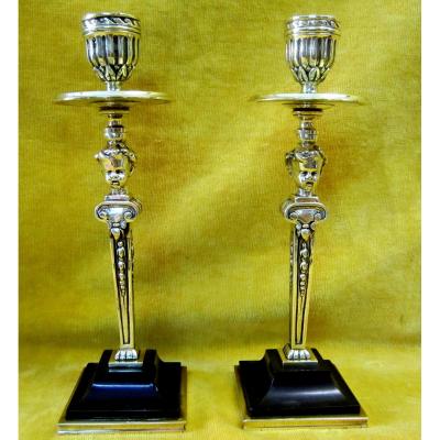 Candle Torches Head Of Child Bronze Cherub St Lxvi Napoleon III 19th