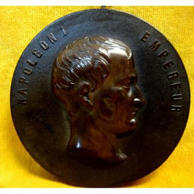 Napoleon 1st Emperor Natural Profile Portrait In Hot-hardened Wood To Hang 19th