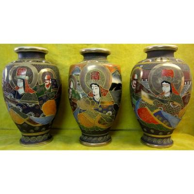  Vase Satsumas Geisha And Samurai Japan Imperial Meiji