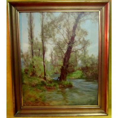 Sous Bois Oil Léon Boudot (besançon 1851-1928)