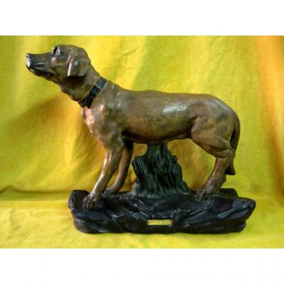 Hunting Dog By Capovan Large Patinated Plaster 