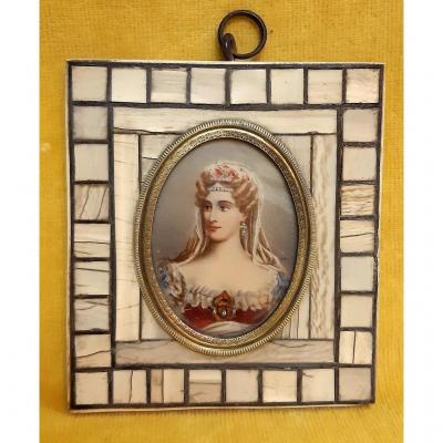 Miniature Portrait Mc De Bourbon -siciles Duchesse De Berry After R.lefevre (1755-1830)