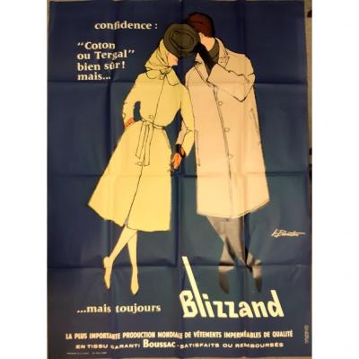 Poster Advertising 1960 Textile Blizzand Boussac Drawing L.barton
