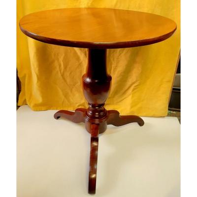 Small Round Pedestal Tripod Walnut Louis Philippe 19th