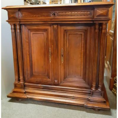 Small Buffet Style Renaissance Louis XIII With Columns Walnut Napoleon III 19th 
