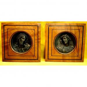 Framed Medallions Marie Jesus Mater Dolorosa Ecce Homo Napoleon III 19th