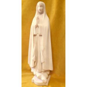 Big Sculpture(57.5 Cm) Young Nun Holy Nun In Alabaster In Prayer 1950