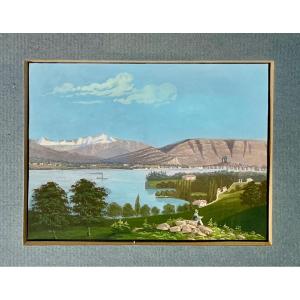 19th Century Gouache, View Of Geneva.