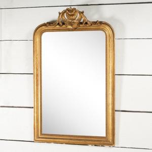 Small Giltwood Pediment Mirror H. 116 Cm W. 72 Cm