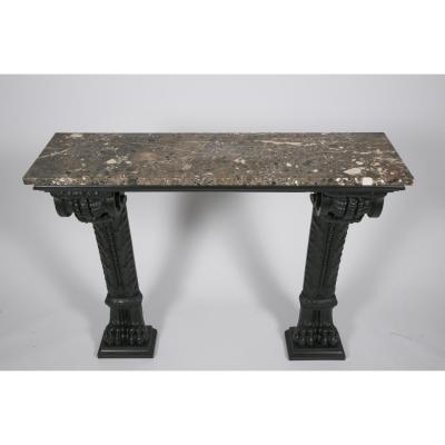 Mahogany Black Lacquered Console, Northern Europe XIX Th