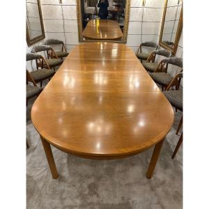 1960 Very Large Scandinavian Table Of 4 Meters In Light Oak