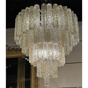 Cascading Chandelier In Two-tone Murano Glass, 1970