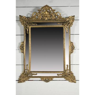 Large Giltwood Mirror Glazing Beads XIX Th H.150 L. 112