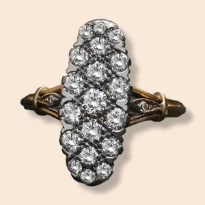 Marquise Ring Yellow Gold, White Gold And Diamonds Douce Harmonie
