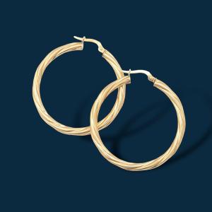 Vintage Yellow Gold Swing Hoop Earrings