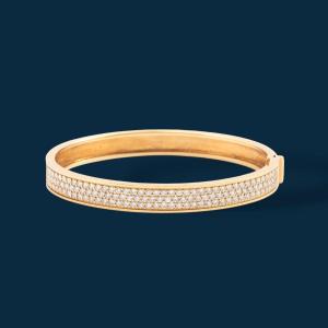 Love Sparkle Gold And Diamond Bangle Bracelet
