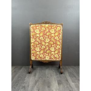 Wooden Fireplace Screen With 19th Century Tapestry