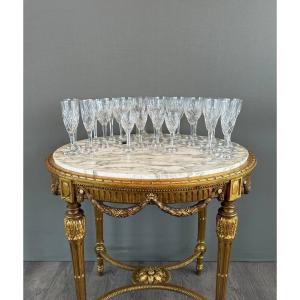 Saint Louis Crystal Glassware Set, Chantilly Model (26 Pieces), 20th Century