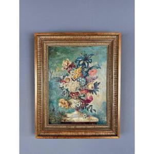 Oil On Canvas Painting Floral Still Life, London, 19th Century