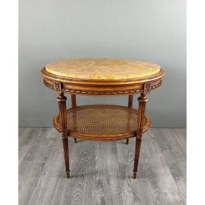 Side Table, Louis XVI Style Pedestal Table, Late 19th Century
