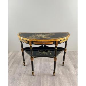 Painted Half-moon Console, Louis XVI Style, 20th Century 