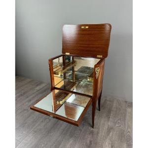 Marquetry Bar Cabinet, Louis XV Style, 20th Century