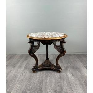 Carved Wooden Gueridon Table With A Marble Top, 19th Century