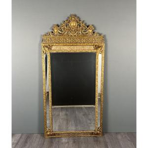 Large Antique Mirror In Gilt Metal, 19th Century
