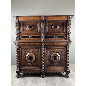 Antique Carved Wooden Buffet In The Renaissance Style, Late 18th / Early 19th Century